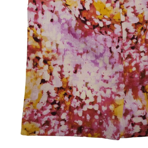Ann Taylor Loft Floral Petite Pencil Skirt Womens 0P Lined Side Zip Pink Yellow - Picture 15 of 16